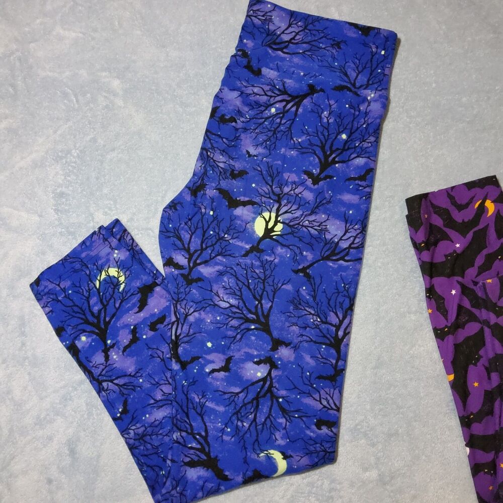 Lot of 2 Halloween Leggings Terra & Sky 0X 14W No Boundaries XL 15-17 Bats Trees - Picture 2 of 6